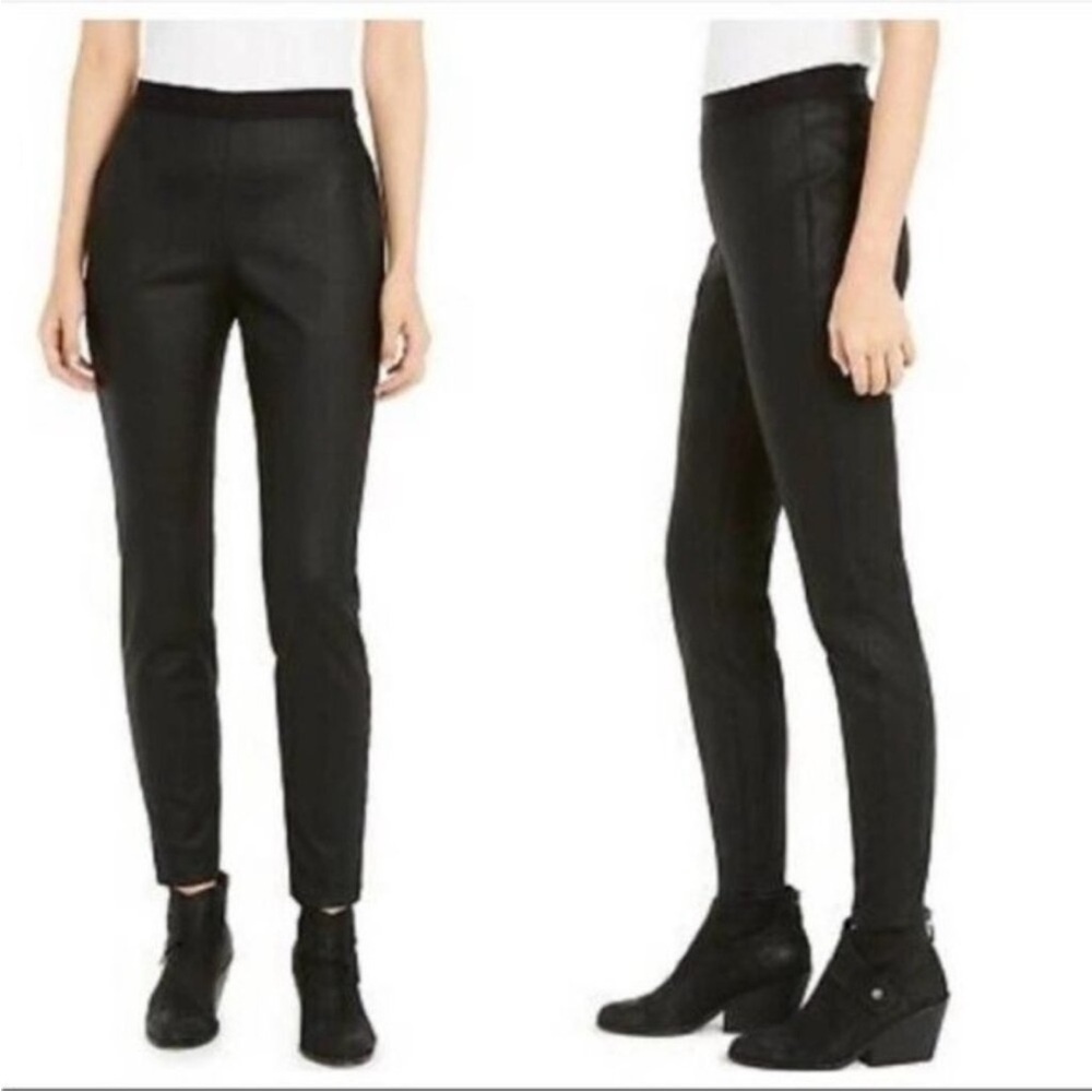 Eileen Fisher Black Coated Organic Cotton Stretchy Pull On Legging Pants Size M